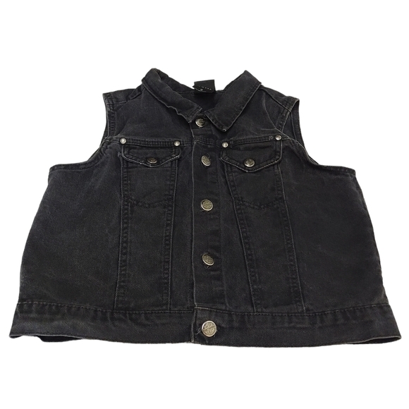 Harley-Davidson Women's Black Denim Jacket Vest Size 14 - Picture 3 of 9